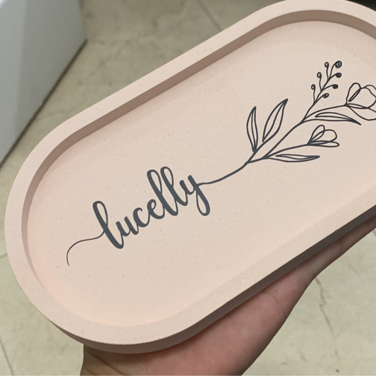 Oval Concrete Tray with Personalized Name